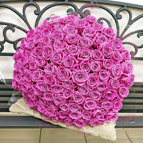 Розовые розы Эквадор 101 шт (50 см) [№: 128312]